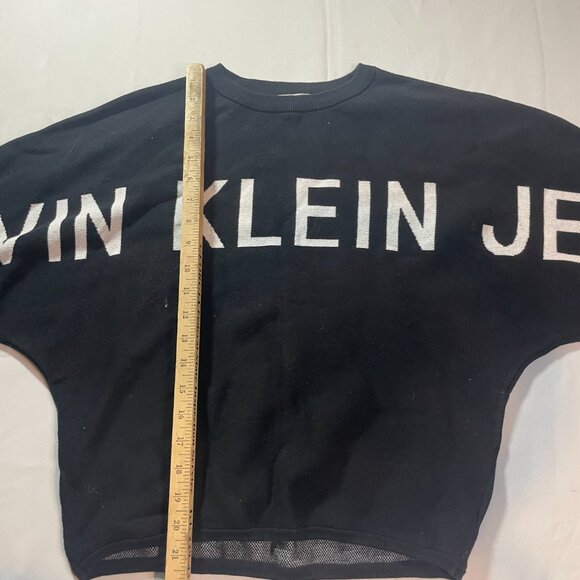 Calvin Klein‎ Jeans Sweatshirt Womens Size XS Black Crew Neck Dolman Sleeve Crop - Picture 4 of 6